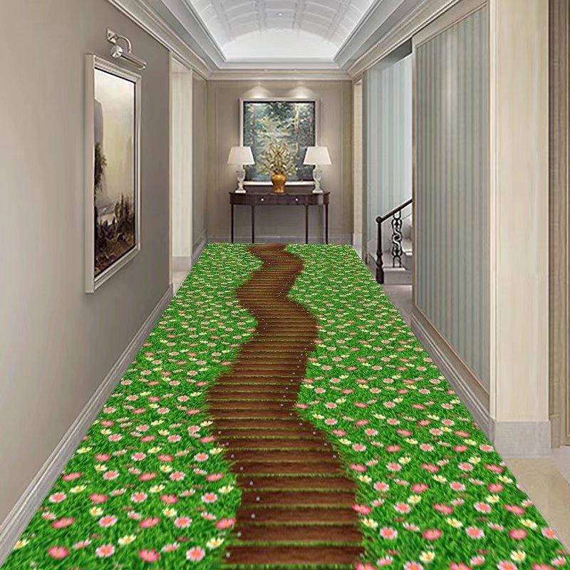 3D Three-dimensional Corridor Long Carpets Grass Stone HALLWAY Rug Can Be Customized Runner Carpet Paved Pastoral Road Stair Mat