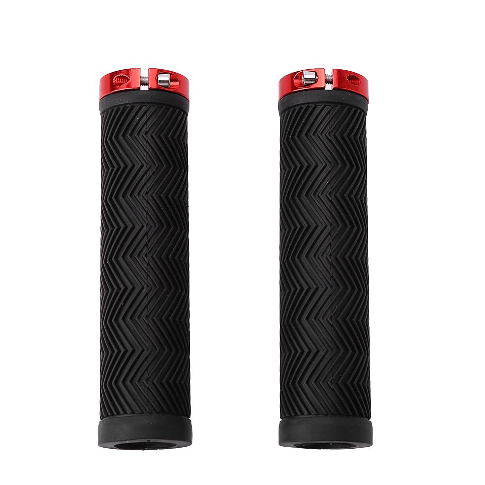 Rubber NOn Slip Bike Handle Bar Grips with Unilateral Metal Lock (red)