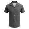 Men's Solid Color Button Pocket Short Sleeve Shirts Men's Casual Fashion Short Sleeve Shirts