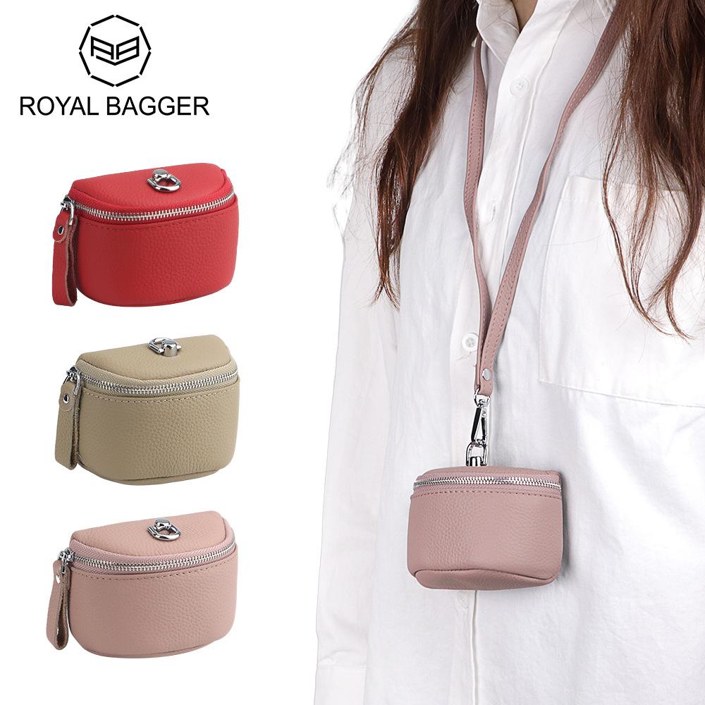 

Симпатичный женский кошелек Royal Bagger, портативный мини-кошелек из натуральной кожи, модная простая сумка для хранения 1818 чёрный
