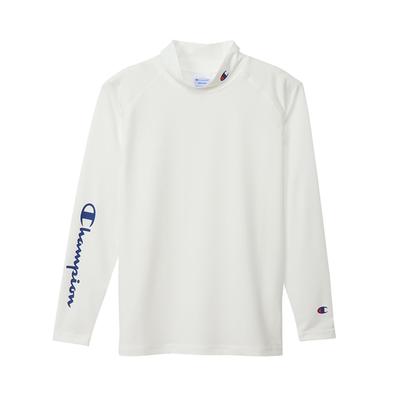 Long Sleeve Round Neck Stretch Quick Dry UV Protection Script Logo Long Sleeve Mock Neck Shirt Golf White [Champion] Women's CW-AG401 Women's