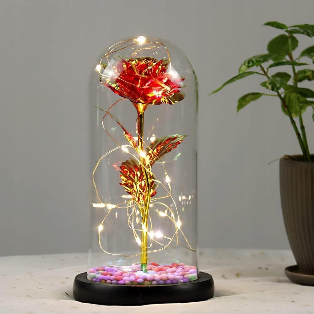 Eternal Rose In Glass Glowing LED Gift Idea Mix142_Red