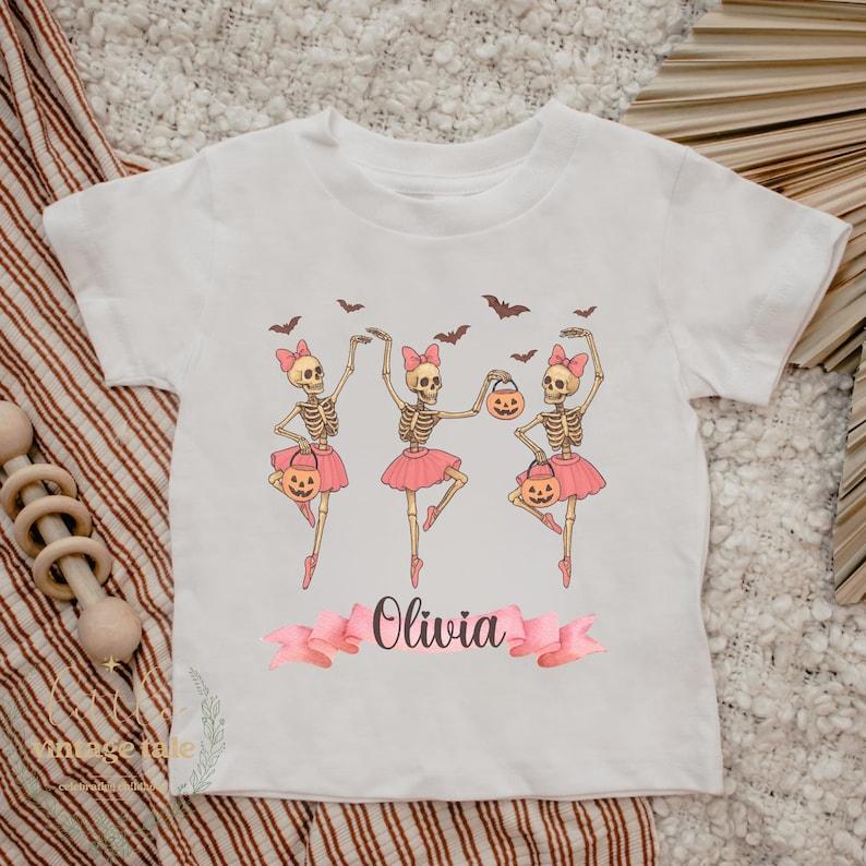Personalized Halloween Ballerina Skeleton T-Shirt: Spooky Ballet Tee 100