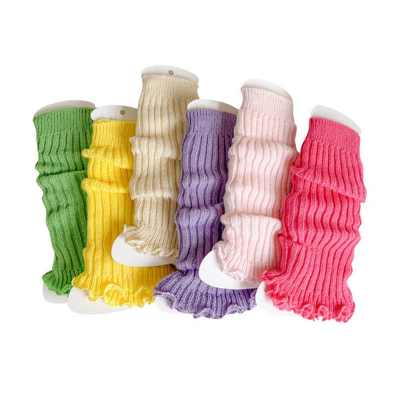 Girls' Angora Red Lace Knit Leg Warmers - Chunky Mid-Calf Socks for Spring, Autumn, and Winter
