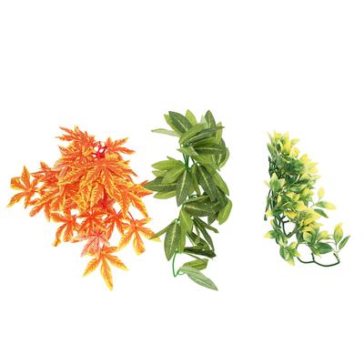 3pcs Reptile Plants Plastic Decorative Hanging Artificial Rattan with Suction Cup for Bearded