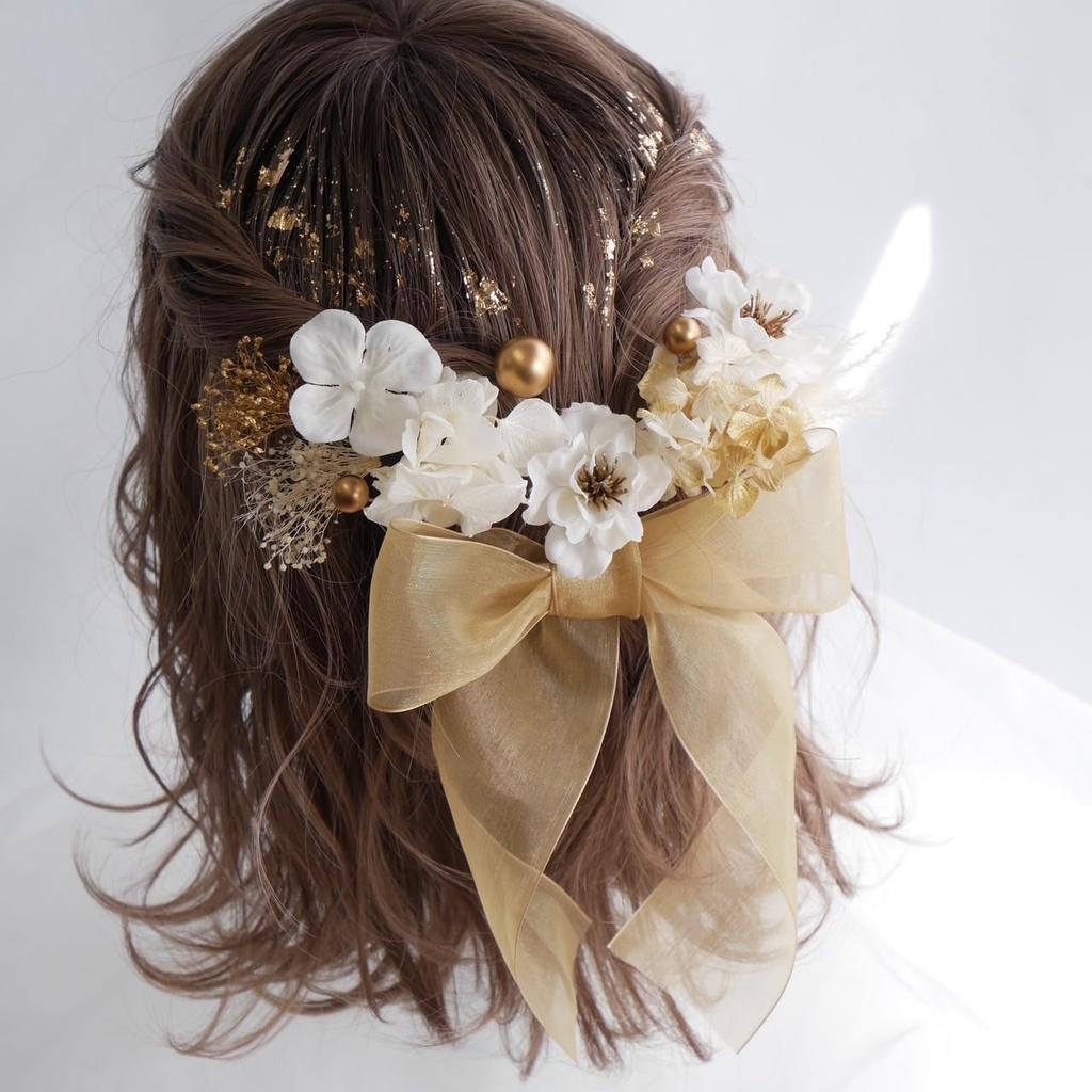 Lomeri Organza Ribbon Hair Accessory O8 in 3 (Gold) (Available Colors)