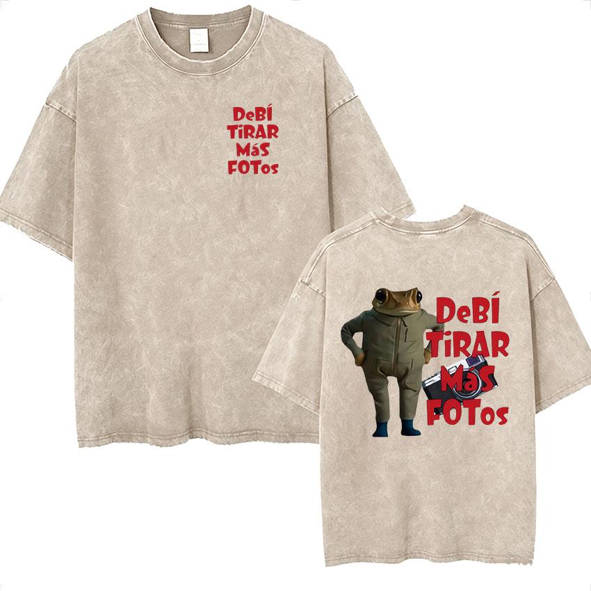 Rolig Debi Tirar Mas Fotos DTMF Vintage Tvättad T-shirt Bad Bunny Album 2026 Merch T-shirts Herr Dam Harajuku Överdimensionerad T-shirt