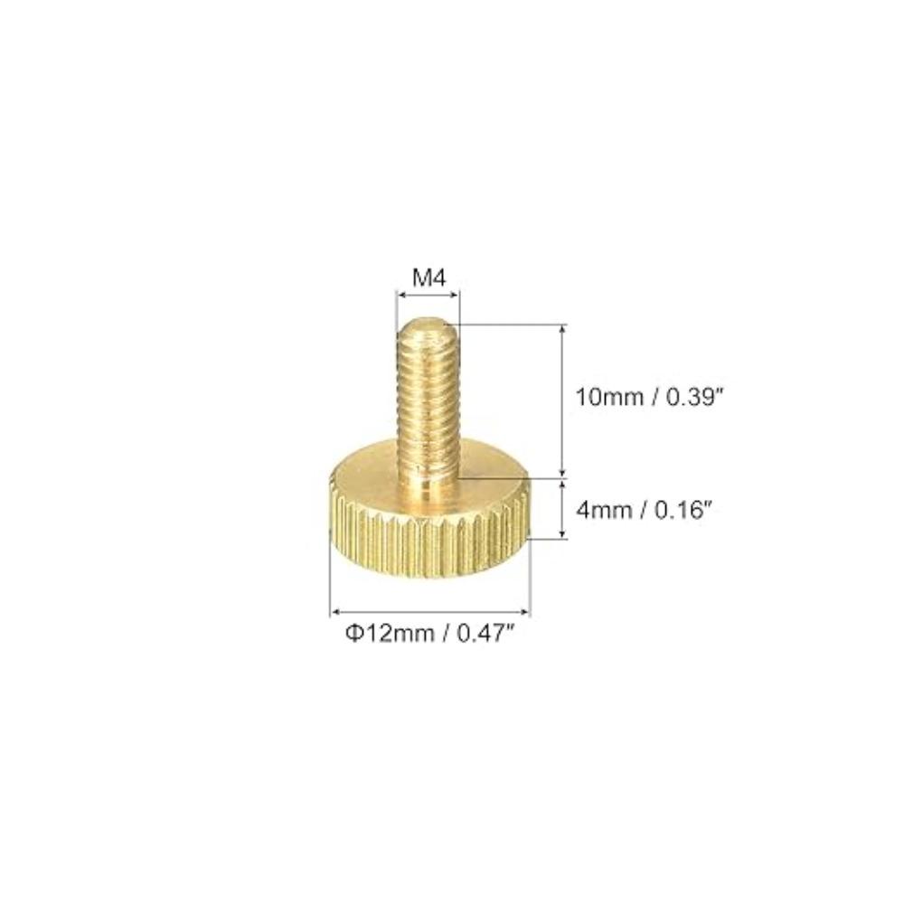 5pcs Copper Flat Head M4x 6-14mm Hand-Tightened Screws Fasteners Knurled Thumb Screws