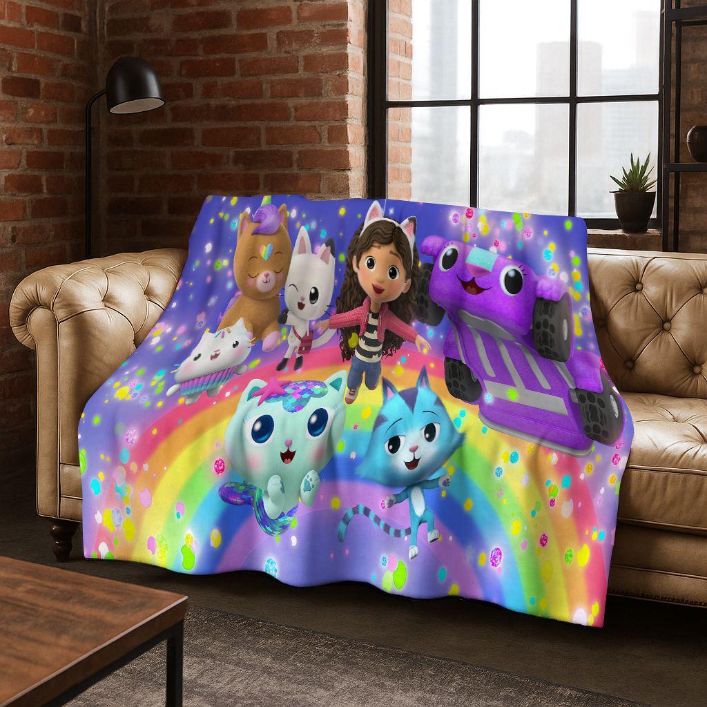 26 Stili Cartone Animato La Casa delle Bambole di Gabby Regalo per Ragazza Coperta in Flanella, Calda e Accogliente Morbida Coperta Plaid per Casa Camera da Letto Letto Divano Coperta Bambino