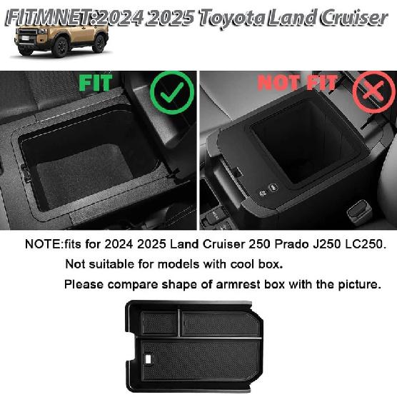 Center Console Organizer for Toyota Land Cruiser 250 Prado J250 LC250 2024 2025 Armrest Storage Box Center Console Tray Car Box
