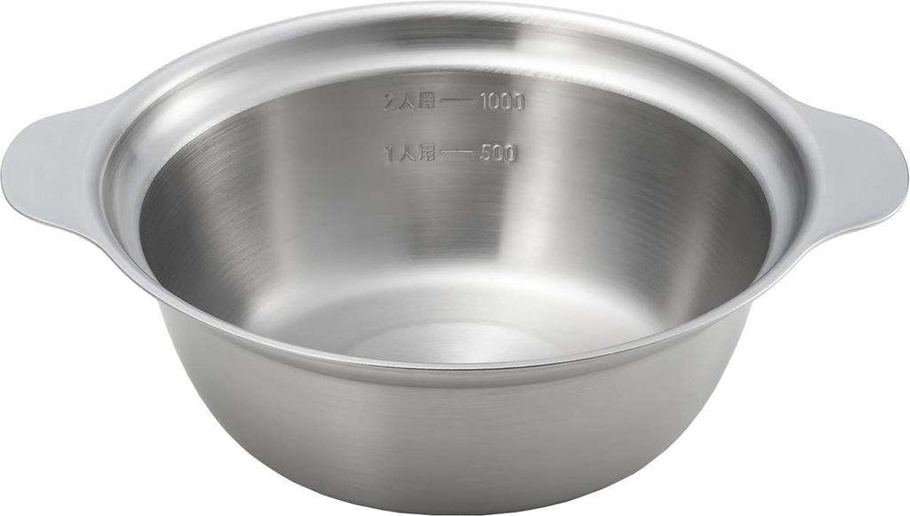 Yoshikawa Stainless Steel Gas and Induction Cooktop for Bowls and Made in with Measurement Single SJ3239 Double-Handled Pot, 18cm, Compatible, Ramen,