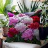 Vibrant Peony Flower Throw Pillow Cover Lush Garden Floral Print Decorative Cushion Cover For Romantic Living Room Home Decor