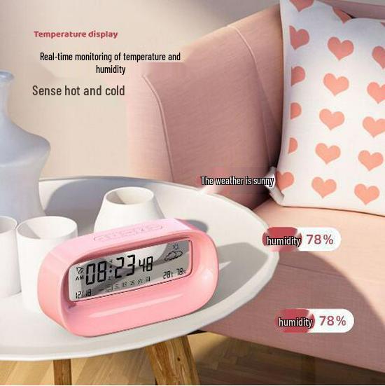 Transparent Digital Alarm Clock with Large Screen - Cute, Silent, and Perfect for Students