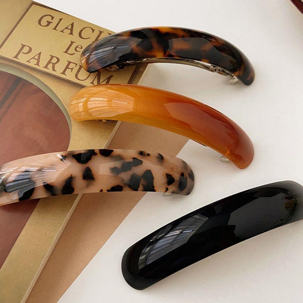 Elliptical Spring Clip PVC Large Hairpin Fashion Leopard Print Hair Clip  Female