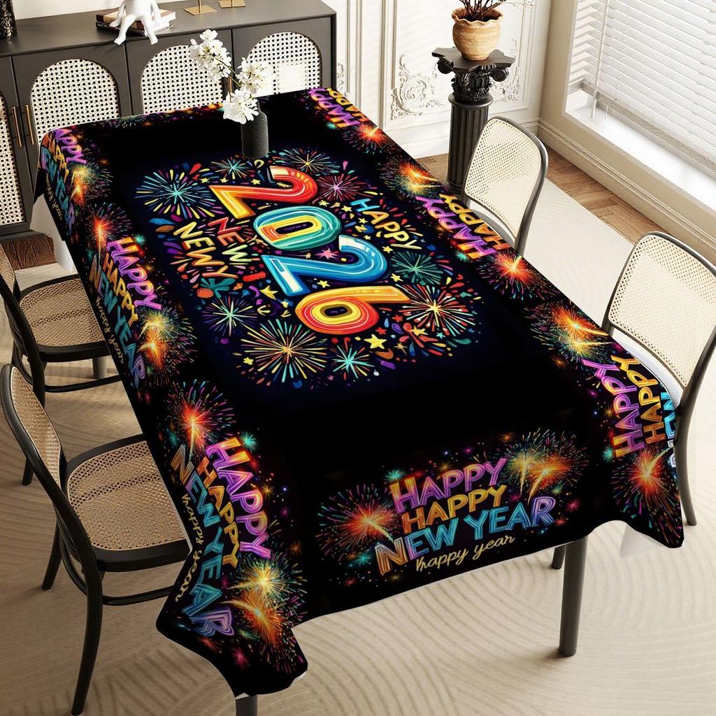 Happy New Year 2026 Tablecloth, Atmospheric Photo Backdrop, Home Decor Placemat, Nordic Style Cover Cloth