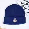 Warm Spandex/Polyester Knitted Beanie Cartoon Embroidery Autumn/Winter Unisex Adjustable Playful Trendy Black Blue Students Made