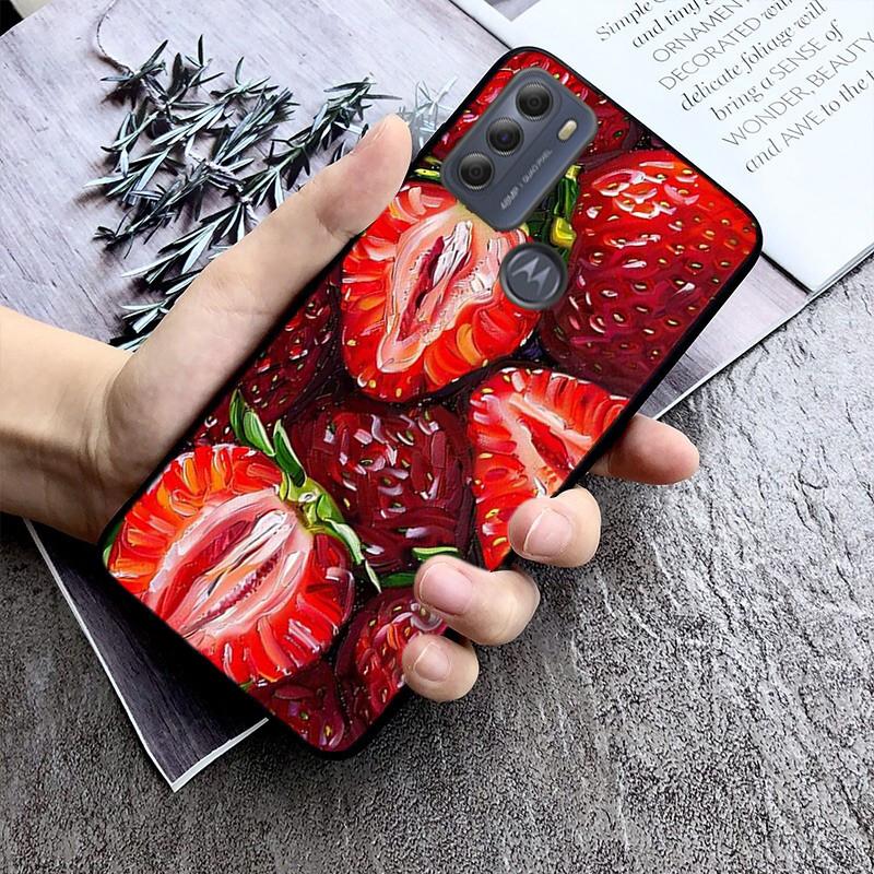 Phone Case For Moto G86 G85 G75 G15 G05 G56 G72 G53 G54 G84 G60 G31 G32 G24  G 5G G Play Strawberry Cat Cartoon