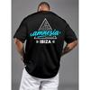 European Sizes Men's T-Shirt - Bold Print Short Sleeve Tee, Regular Fit Stretch Suitable for Sports & Casual Wear