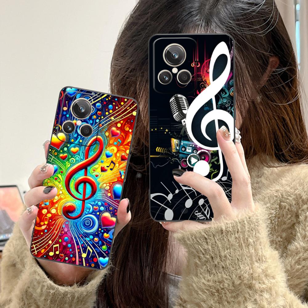 Musical Note Staff Mobile Phone Case for Realme 15 14 13 12 11 10 9 Pro Plus T I Lite 5G Colorful Printing Cover Cover Luxury