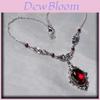 Victorian Gothic Necklace With Deep Red Glass Gem And Alloy Pendant For Women