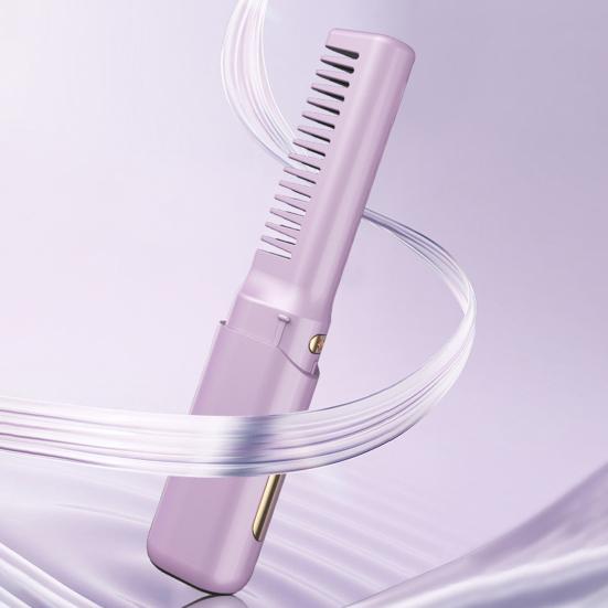 Mini Ceramic Hairdressing Comb 3 Temperature Frizz-Free Cordless Hair Straightener USB Rechargeable Fast Heating Electric Hair Styling Detangling