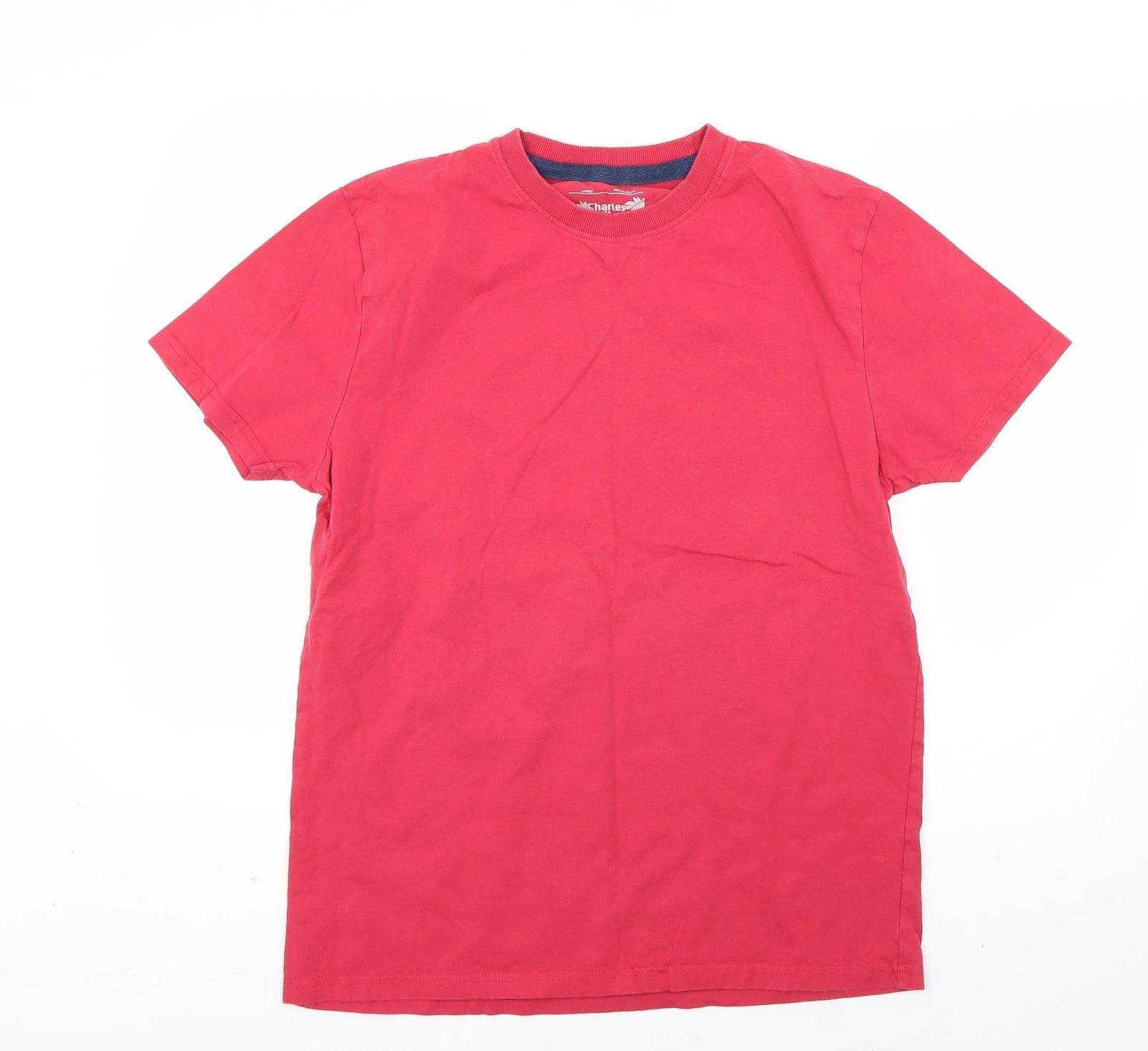 

Charles Wilson Womens Red 100% Cotton Basic T-Shirt Size L Round Neck S