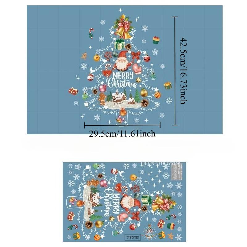 1pc Christmas Decoration Window Stickers Santa Christmas Tree Window Glass Decal Poster New Year Living Room Decoration Stickers