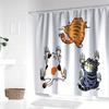 Animated Cartoon Climbing Cat Shower Curtain - Includes Free Hooks, Digital Print, Machine Washable,Bathroom Decor