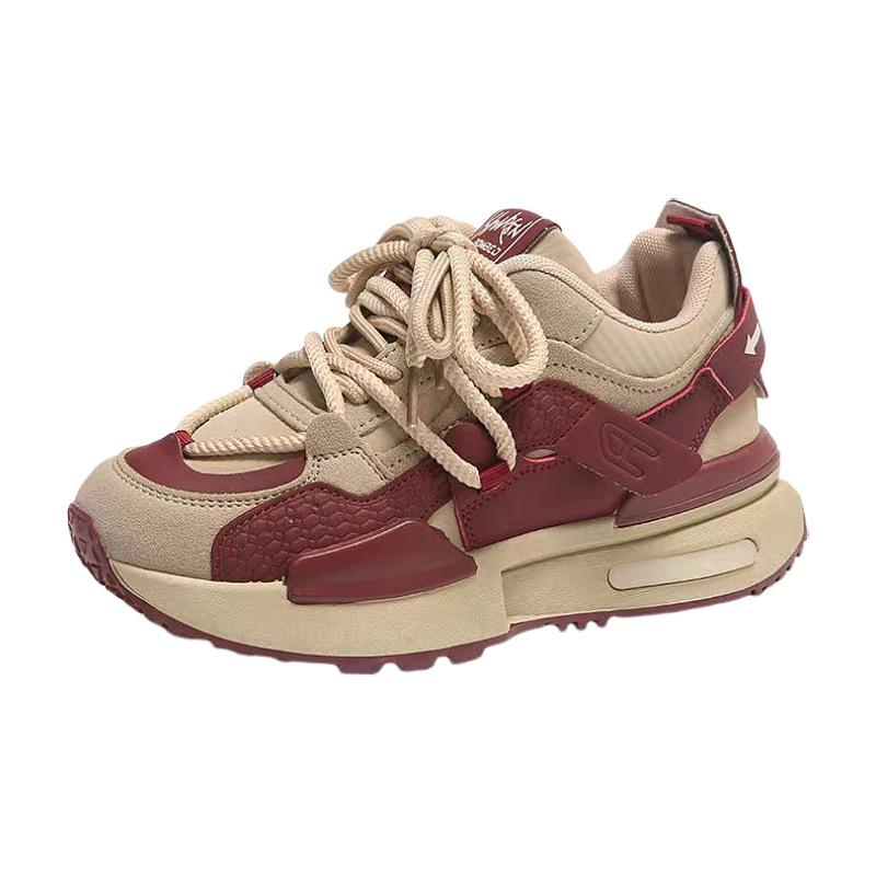 Platform waffle shoes women's new spring and autumn 2025 super fire lightweight soft sole casual sports shoes versatile dad shoes