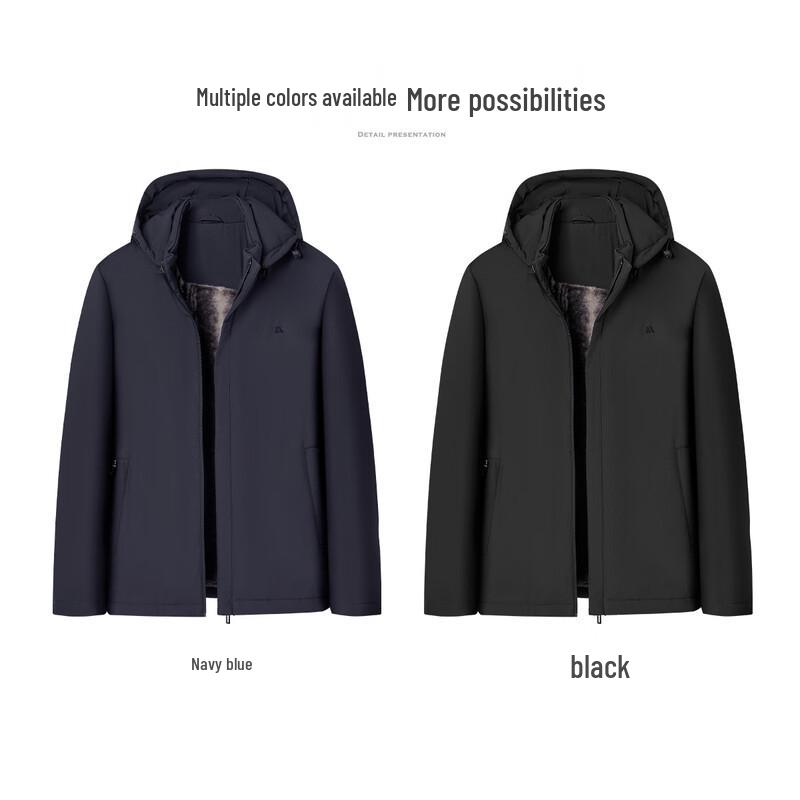 Shanshan Men's Detachable Hooded Padded Fleece-lined Jacket