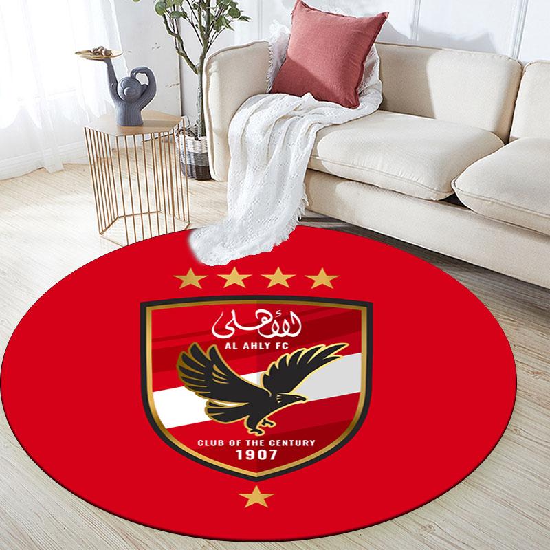 Al Ahly Sporting Club Printed Round Rug, Non Slip Washable Circular Carpet For Living Room Bedroom Playroom, Sports Fan Decor, Holiday Birthday Gift