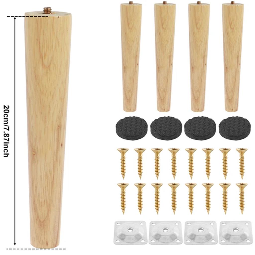 4Pcs Wooden Solid Furniture Legs Oblique/Straight Table Legs Non-slip Chair Sofa Feet Replacement Furniture Feet For Couch Bed