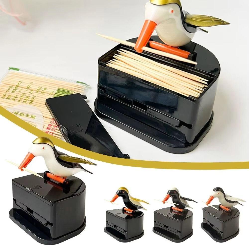 Cute Little Bird Pop-Up Toothpick Box Cartoon Woodpecker Toothpick Container  Table Decoration