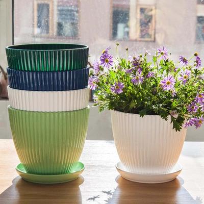 Verdickter Topf mit vertikalem Muster, Topfpflanze, Nicht-Keramiktopf, kleiner Blumentopf für den Balkon