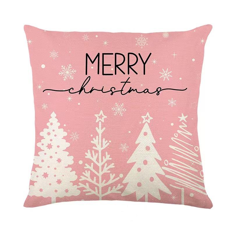 Christmas Pillow Case Pink Pillow Four-piece Set Sofa Cushion Seat Lumbar Support