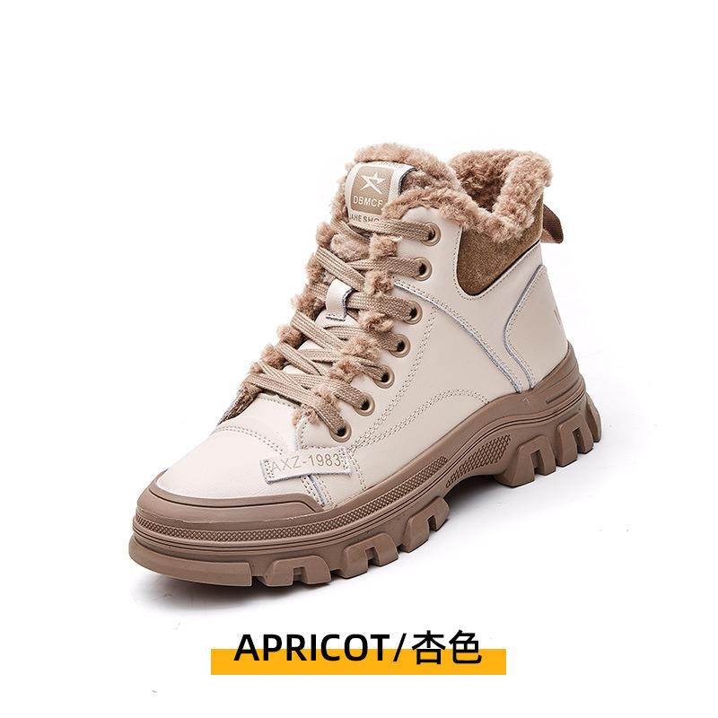 Martin boots women's winter 2025 new velvet thickened cotton shoes Northeast non-slip warm lace-up fashion snow boots