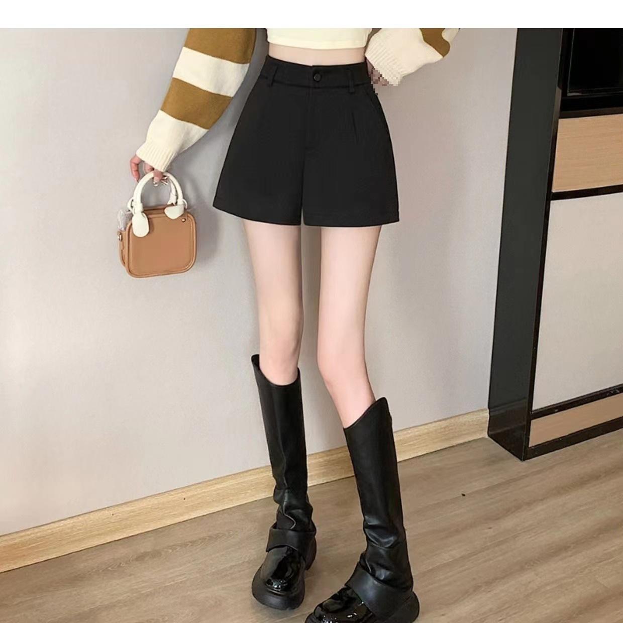 

Plus Size Women s Woolen Wide-Leg Booty Shorts - Autumn/Winter Edition 4XL чёрный