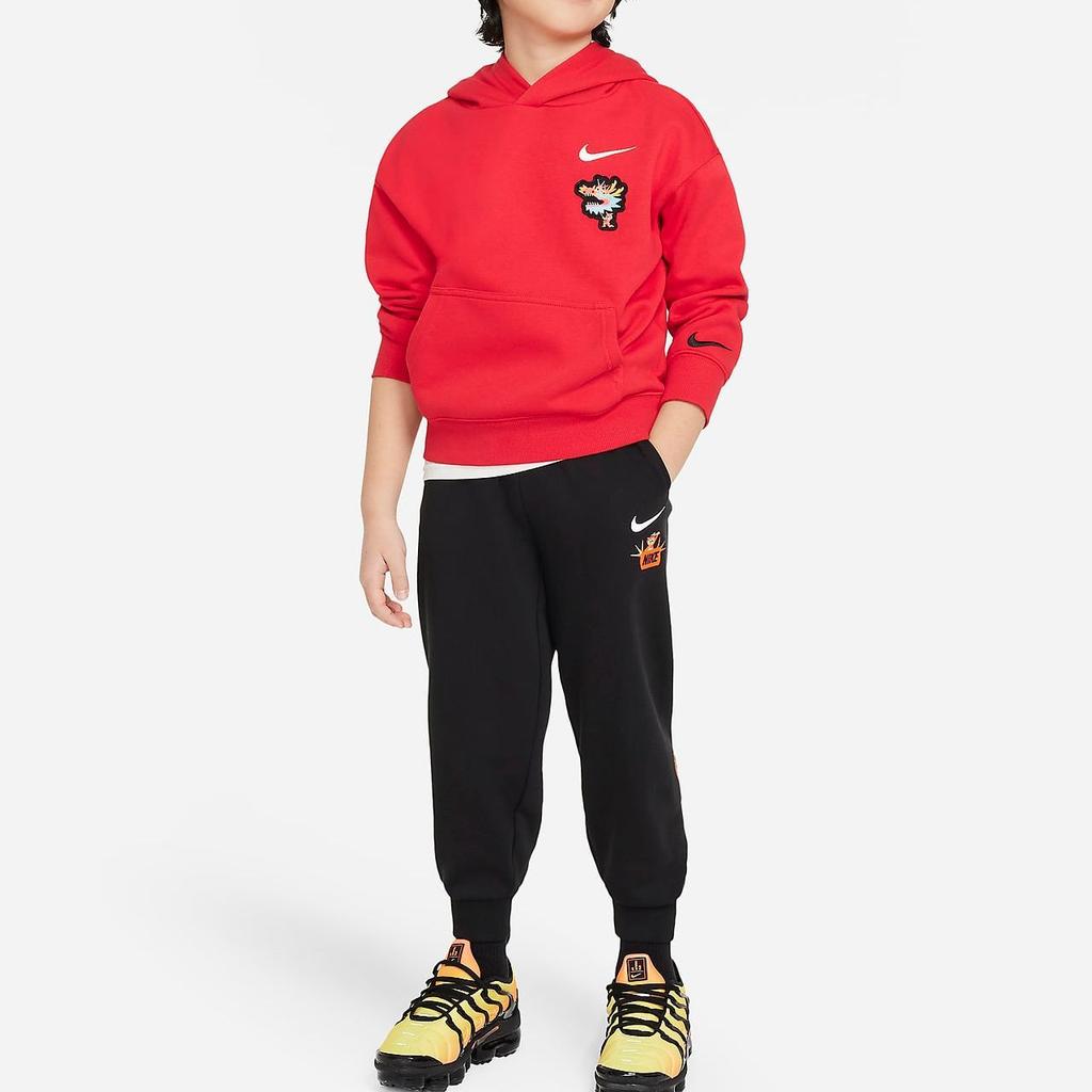 Nike Kids Knitted Sports Pants Sportswear Icon Fleece Small Embroidery Pattern Casual Mid Waist Kids Bottoms Black HF7134-010