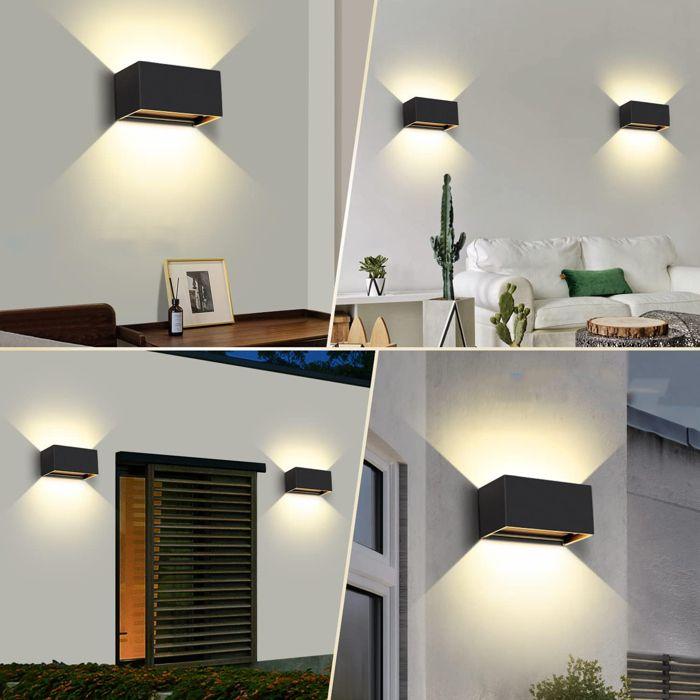 Applique LED Kingwen, 20 W, 3000 K, IP65, noir, lot de 2 pièces.