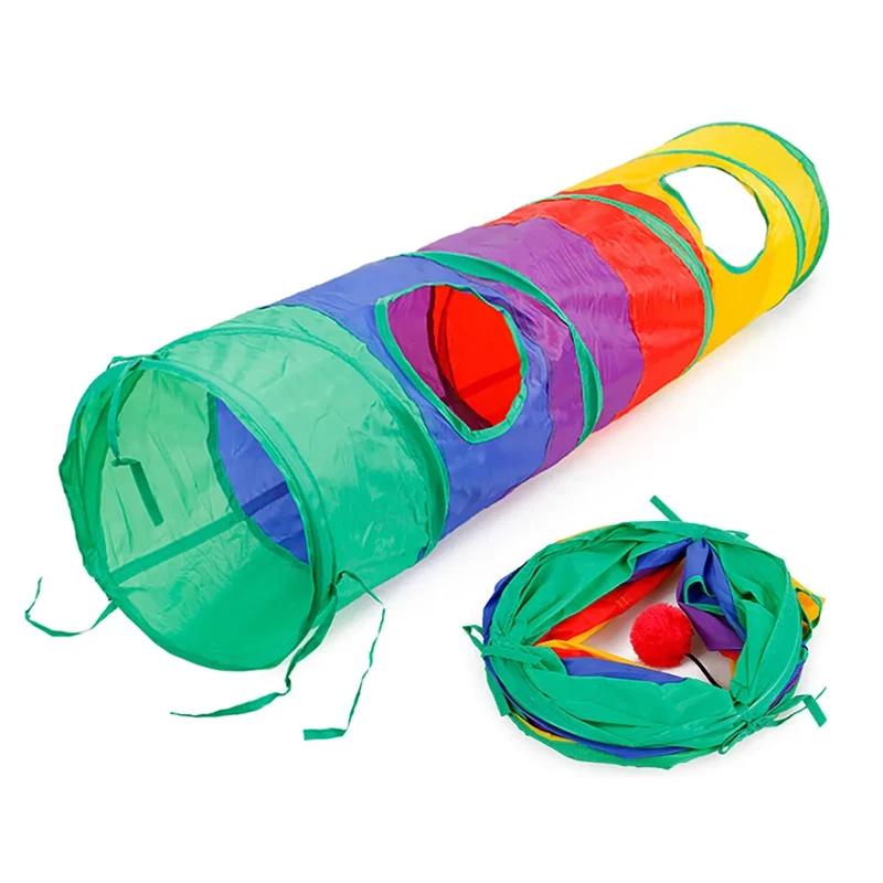Praktischer Katzentunnel, zusammenklappbares Haustierrohr, Spielzeug für drinnen und draußen, für Kätzchen, Welpen, zum Puzzlen, Trainieren, Verstecken, Training