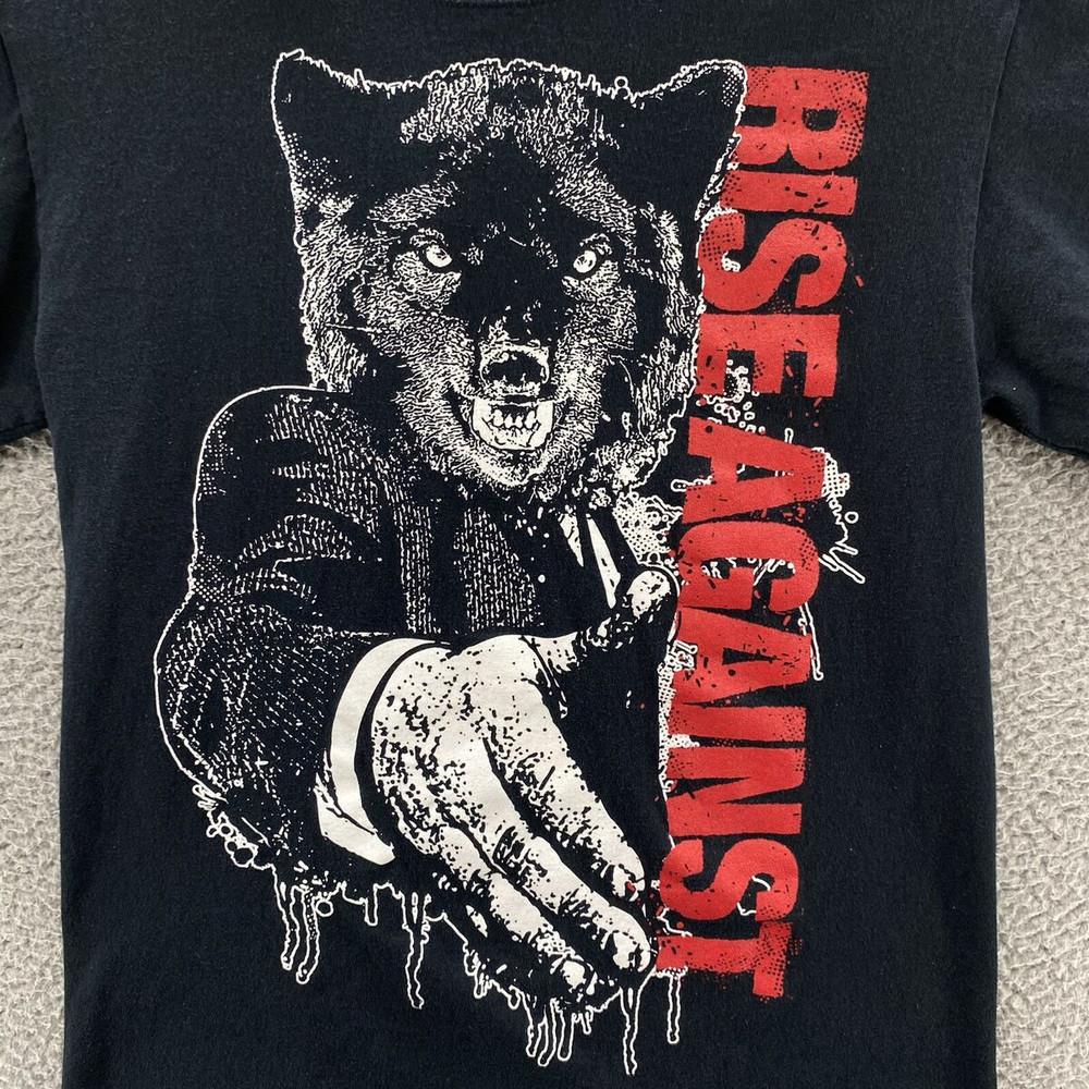 Винтажная футболка Rise Against Punk Rock Band Волк Хлопок Черный Все Размеры Для Мужчин BT129 Унисекс Футболка L