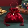 10pcs Red Drawstring Bags for Candies Featuring Pearls and Tassels for Wedding Birthdays Holiday Parties Banquets Gift Packaging