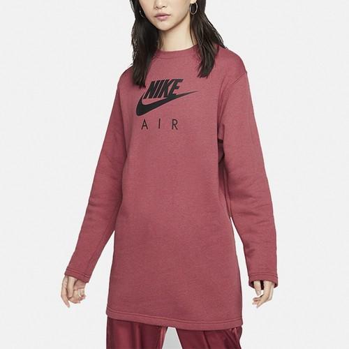 Nike Women's Casual Fleece-Lined Thick Mid-Length Hoodie in Red