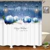 Christmas Curtain Shower With Hook Xmas Bathroom Decoration Santa Claus Snowman