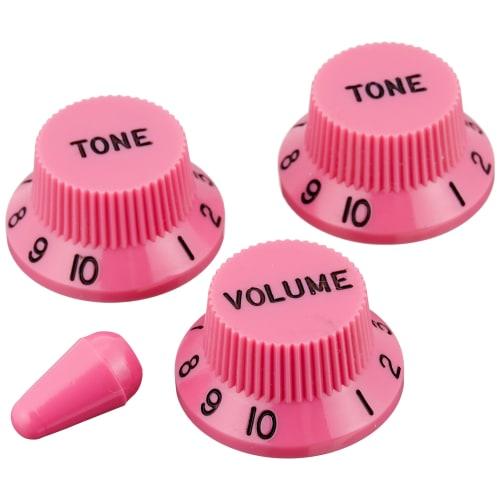 

GP FACTORY 4-Piece Stratocaster Dress-Up Knob Set (2 Volumes, 1 Tone, Lever Switch) Pink, Inch Size, Made in Japan, GPF-KPSET-ST-PNK_i-4P