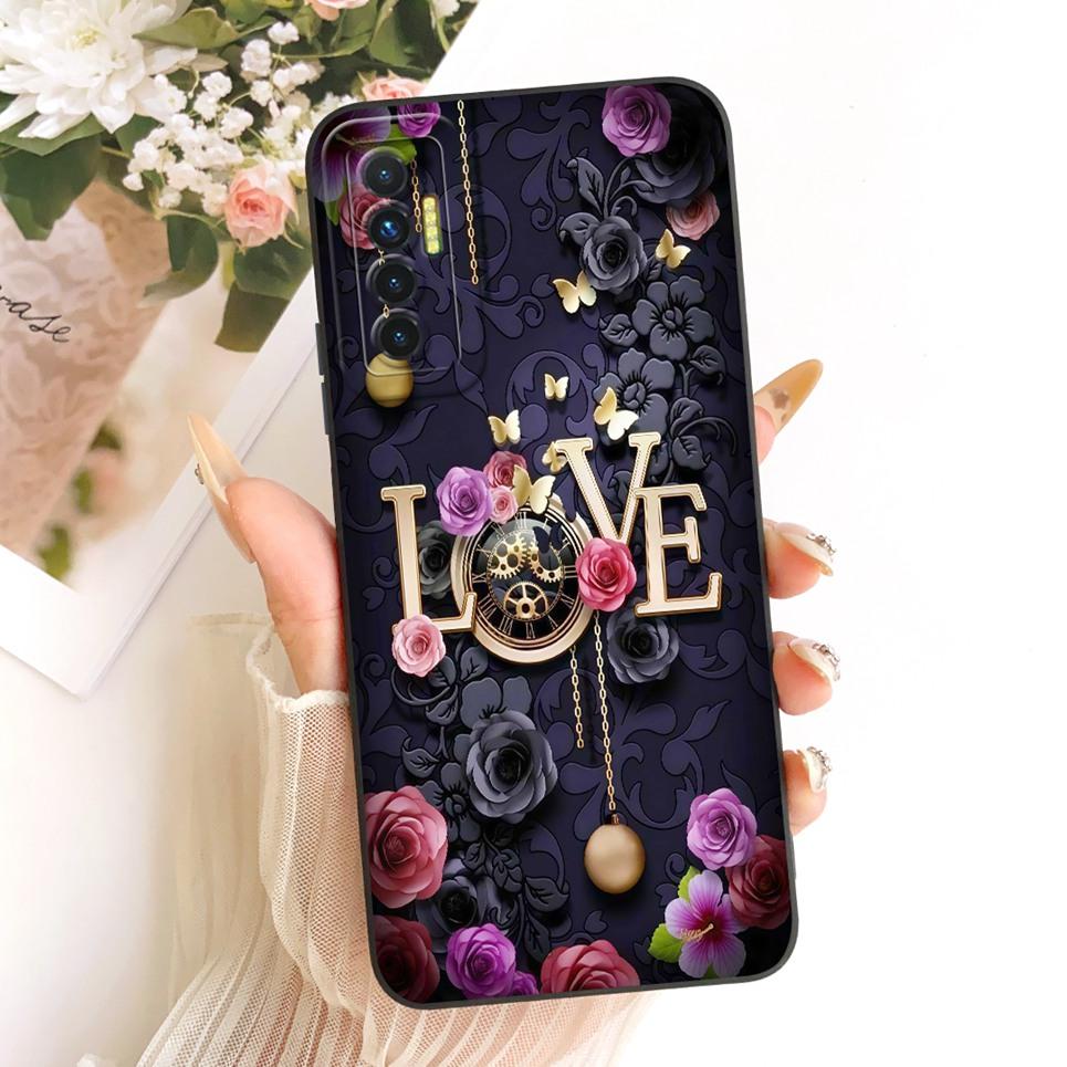 Daisy Bow Pattern Butterfly Flower Cherry Back Cover For Tecno Camon 17 17P 17 Pro Phone Case Soft Silicone Casing CG6 CG7 CG8