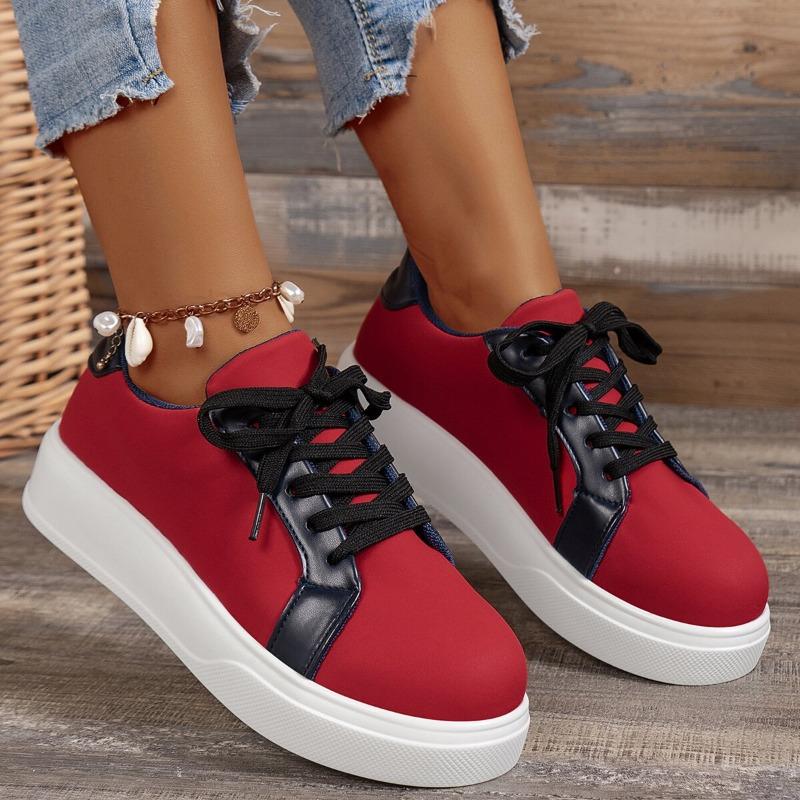European and American Colored Casual Shoes 2024 Autumn and Winter New Thick Sole Large Women's Vulcanized Shoes Zapatos De Mujer