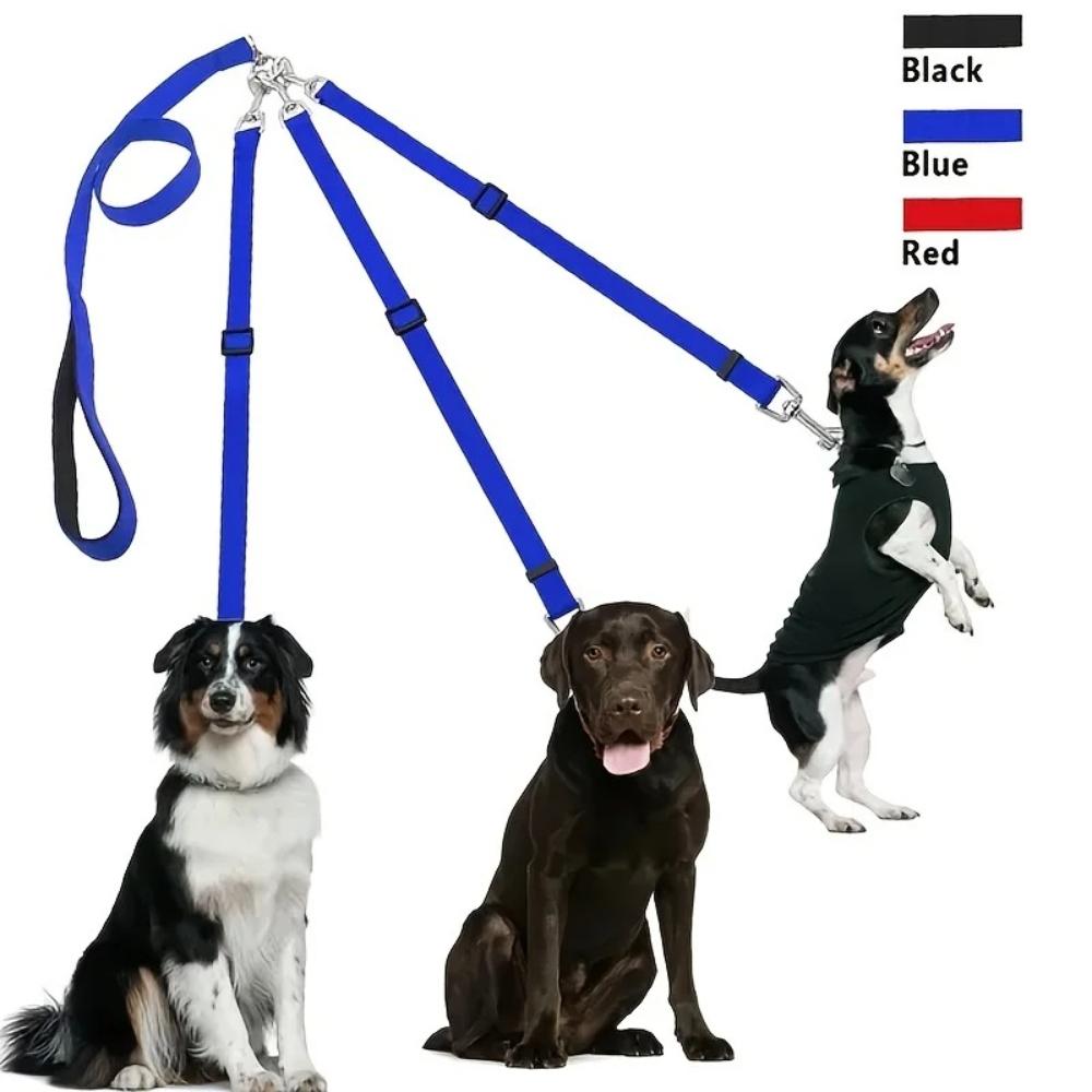 Durable 3-in-1 Nylon Dog Leash with Padded Handle for Outdoor Walking, Car Travel, Hiking and Camping - Three-Way Pet Leash
