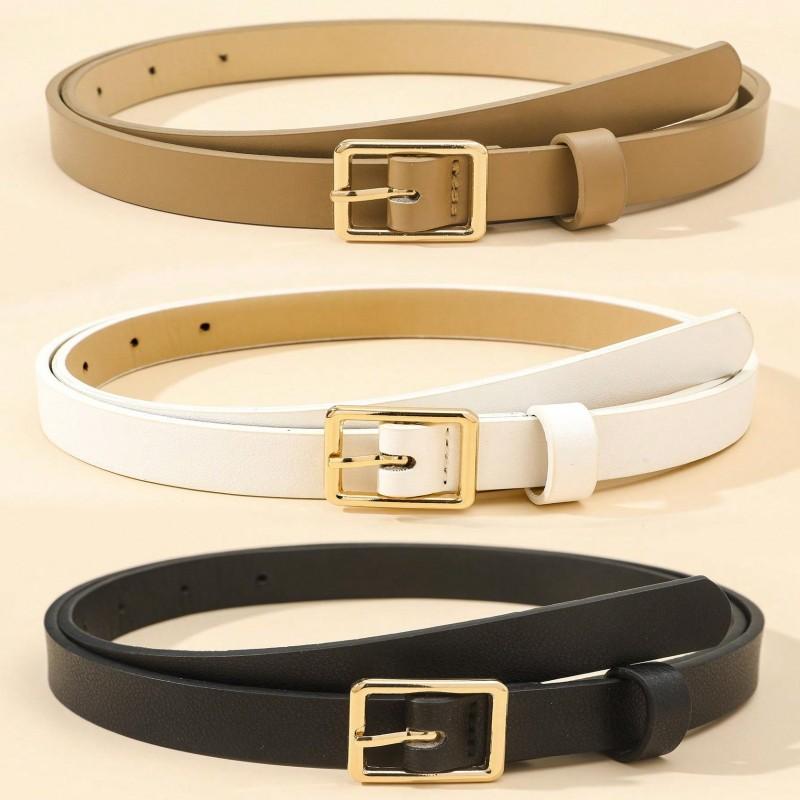 Golden Small Square Buckle, Versatile, High-end, Simple, Trendy, Fashionable, Personalized, and the Thin Waistband Is Also Very