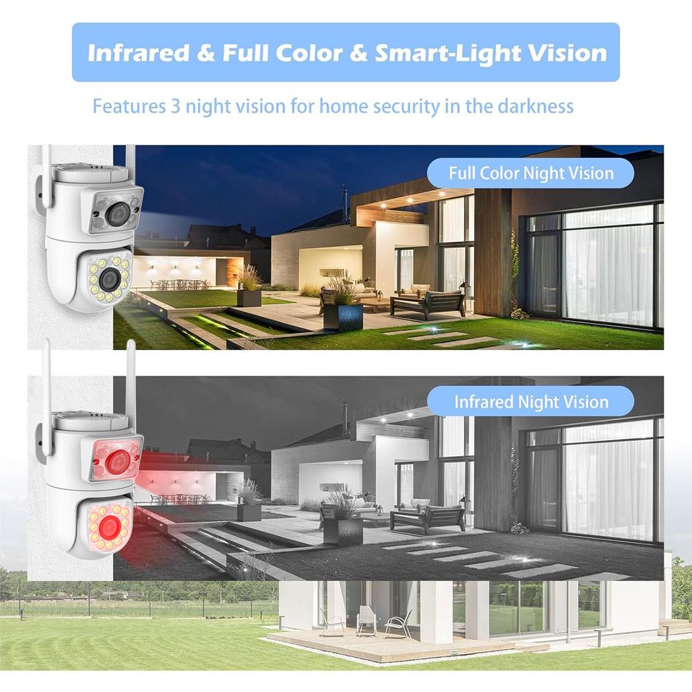 4K 8MP Dual-lens PTZ Wifi Tuya Smart Outdoor Home Security Dual Screen Camera HD Night Vision CCTV Video Surveillance